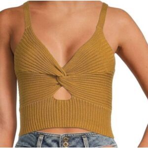 a love a Straw Mustard Yellow Knit Twist Front Crop Top XL NWT (4210)